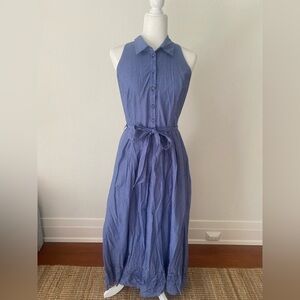 Sleeveless Coconinno Halter Blue Maxi Dress